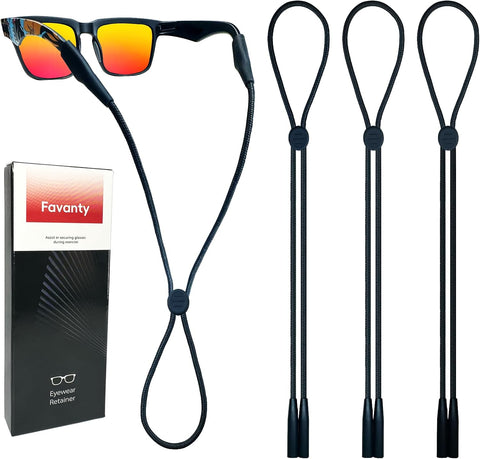 Non-Slip Glasses Strap Adjustable Cotton Cord, 3PCS Black