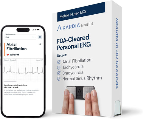 KardiaMobile 1-Lead EKG Monitor, Medical-Grade FDA-Cleared Personal Heart Monitor, Detects Normal, AFib & Arrhythmias, 30 Second Results, Works with Most Smartphones, HSA&FSA Eligible