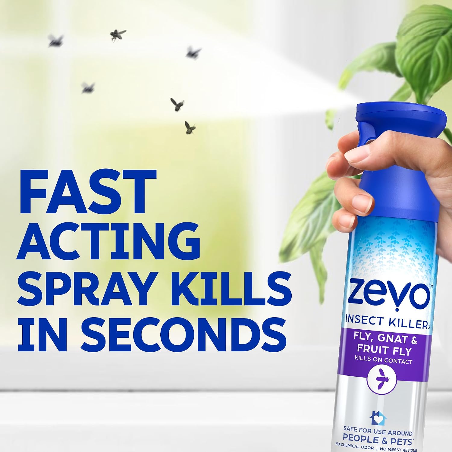 Zevo Flying Insect Bug Aerosol Spray, Kills Flies & Fruit Flies, 2 Bottles