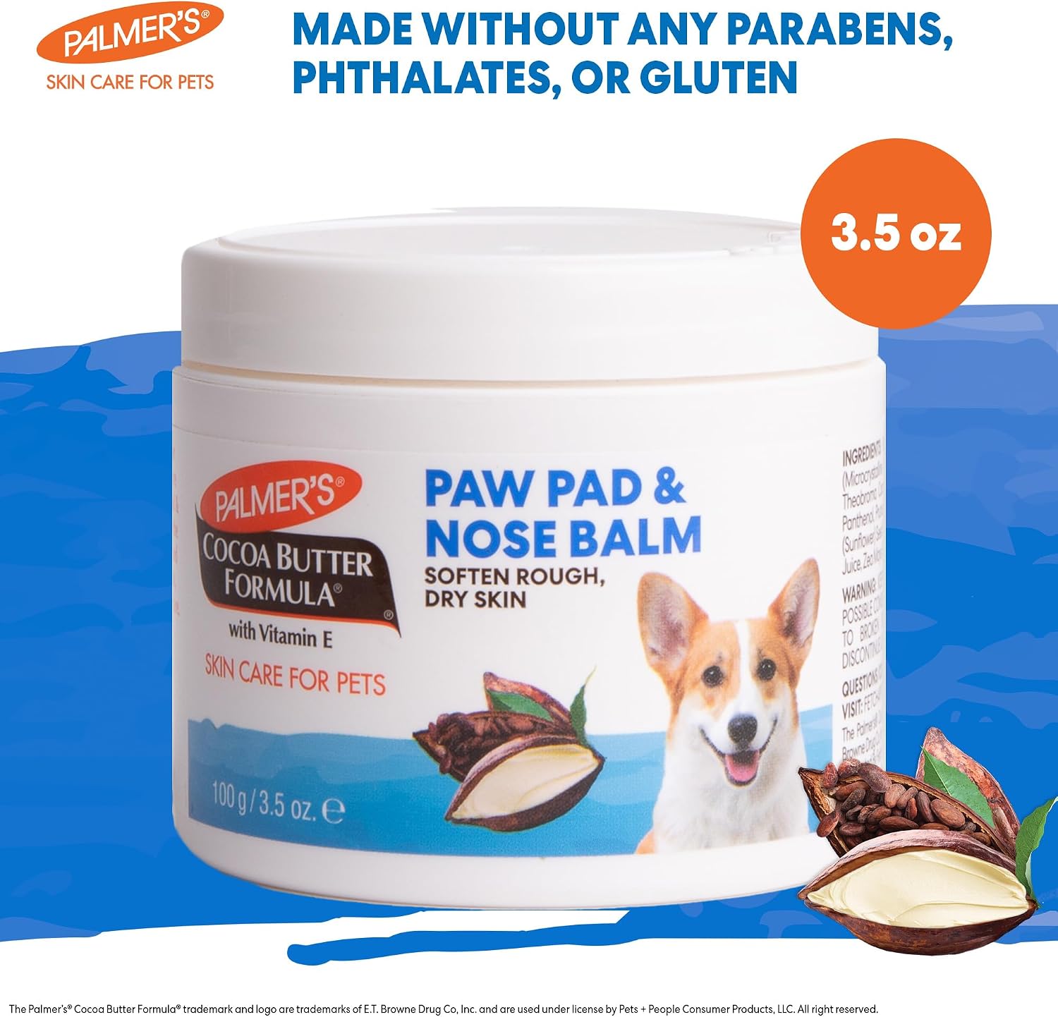 Palmers for Pets Cocoa Butter Paw Pad and Nose Balm for Dogs, 3.5 Oz