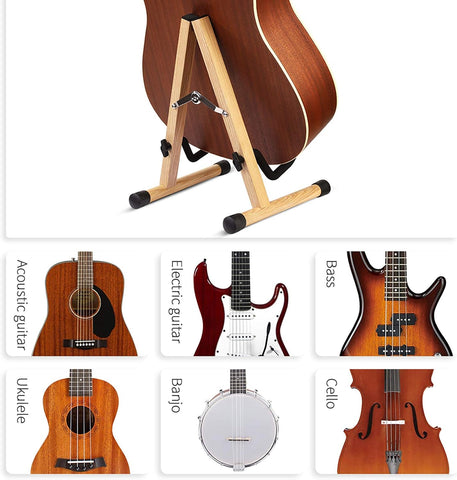 SNIGJAT Acoustic Guitar Stand, Folding Wood Guitar Stand with Padding Ash
