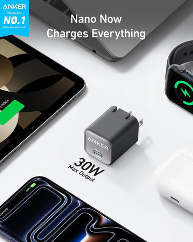 Anker Nano Phone Charger, 30W Portble and Foldable USB C GaN Charger