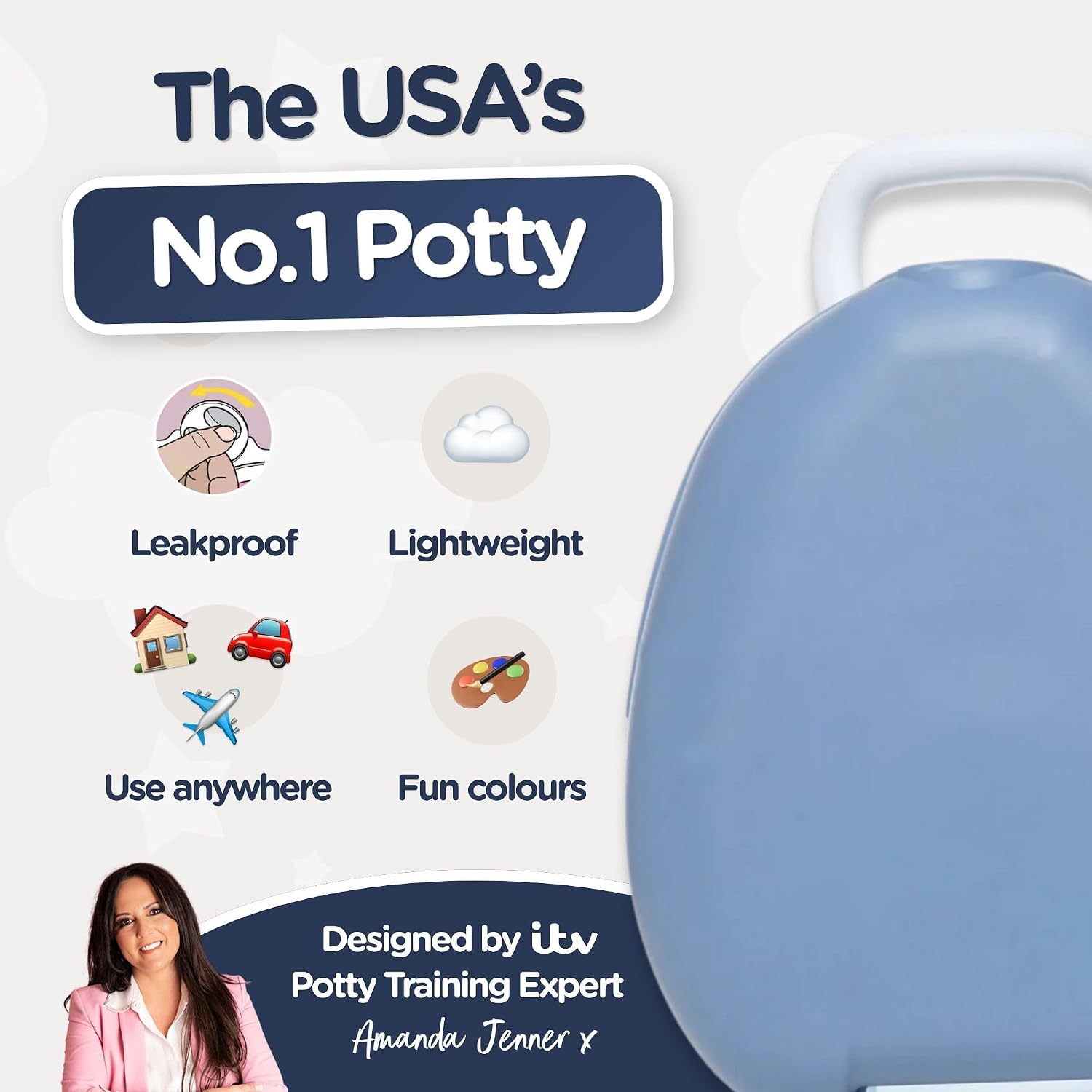 My Carry Potty - Blue Pastel Travel Potty, Award-Winning Portable Toddler Toilet Seat for Kids to Take Everywhere