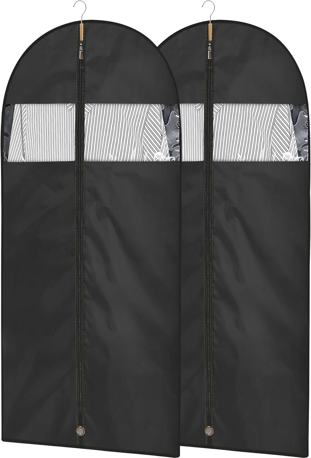 Garment Bags for Hanging Clothes, 50" Suit Bags for Closet Storage, 2-Pack Garment Covers with Clear Window, Foldable Clothing Bags for Suits, Jackets & Dresses (Black)