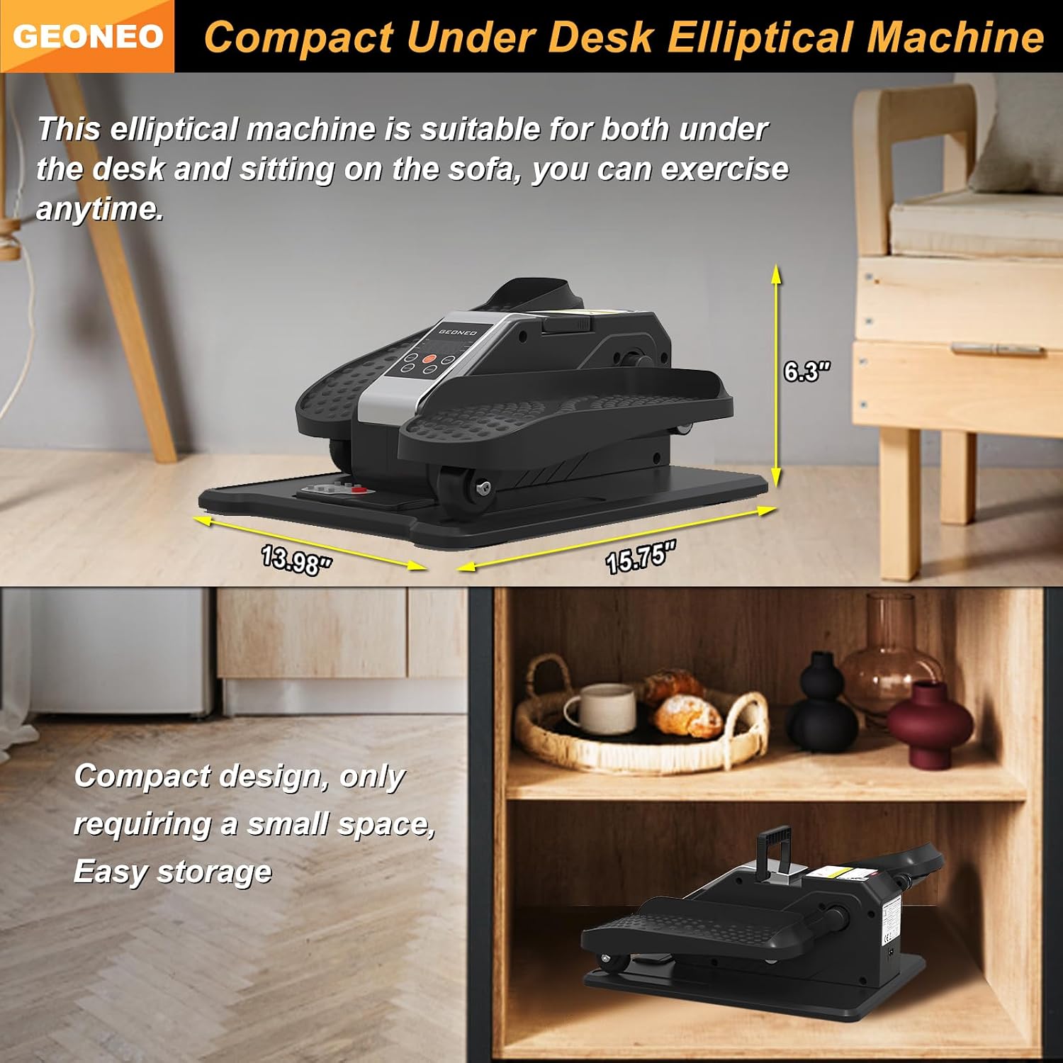 Under Desk Elliptical Machine, Electric Elliptical Leg Exerciser for Senior