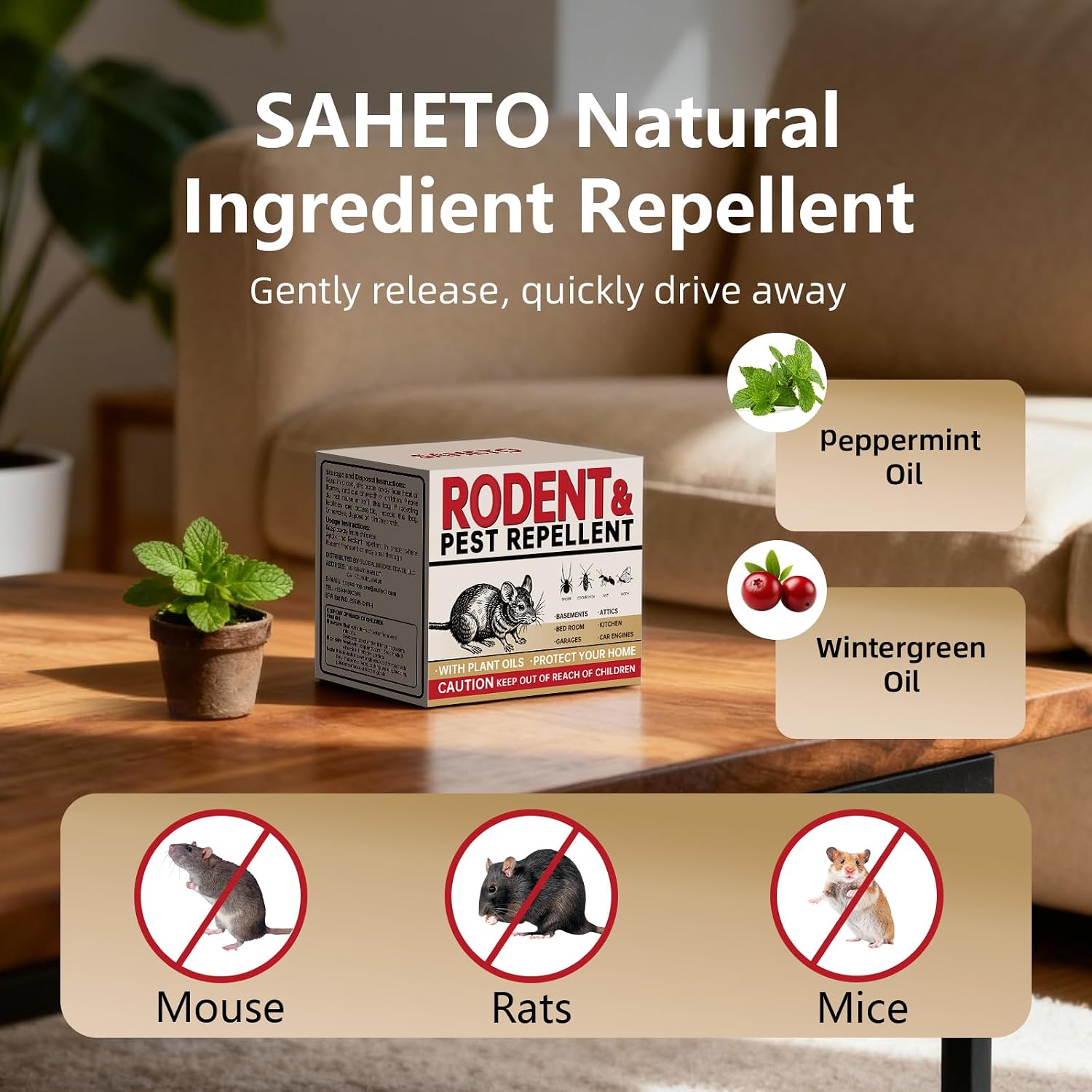 Mouse Repellent 33 Balls, Peppermint Rodent Repellent for Indoor & Outdoor Use, Long-Lasting Safe Mice Deterrent, Natural Effective Moth Balls for Rodent Control for Home, Car & Garden