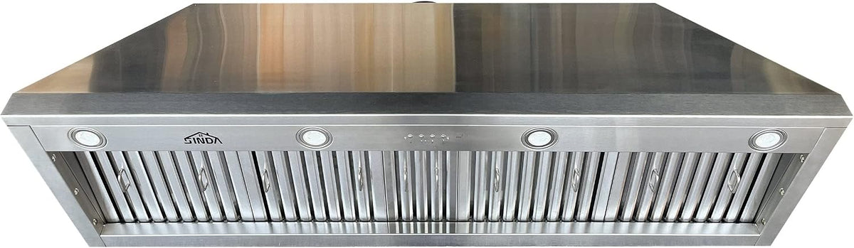 54 Inch Built-In/Insert Range Hood, 4-Speed 1260 CFM, Stainless Steel Under Cabinet Range Hood Kitchen Vent Hood with Liner and Internal Motor, 8" Duct, Adjustable Lights, Baffle Filter