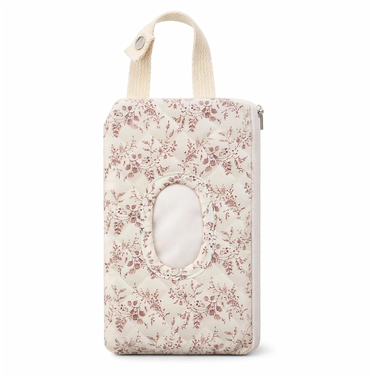 Quilted Diaper Wipe Pouch Hanging Floral Wet Wipes Bag