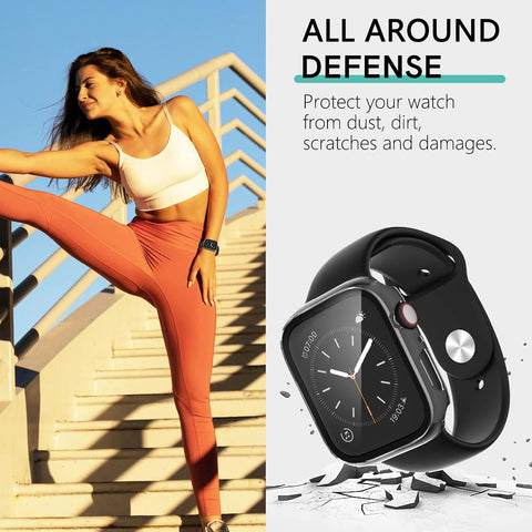 Case with Tempered Glass Screen Protector for Apple Watch Series 9/8/7 45mm