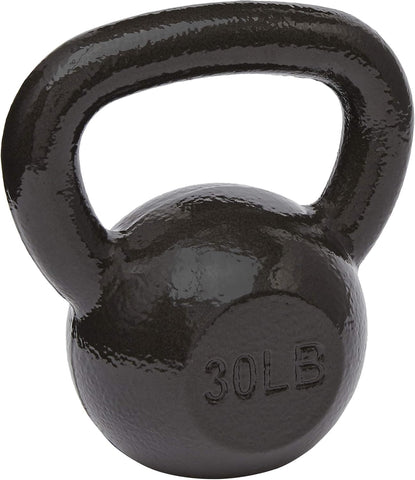 Amazon Basics Cast Iron Kettlebell for Strength Training, Textured Wide Handle, Black