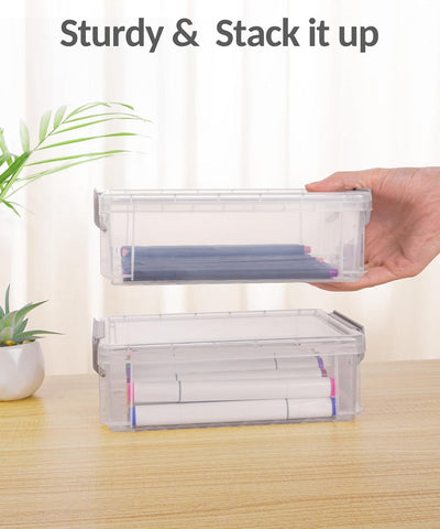 Sooez 6 Pack Extra Large Pencil Box, Plastic Pencil Case Crayon Box