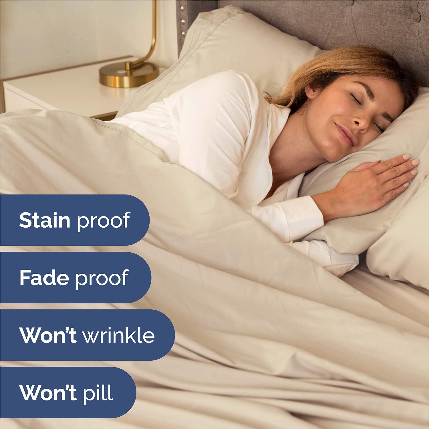Full Size 4 Piece Sheet Set - Comfy Breathable & Cooling Sheets - Wheat
