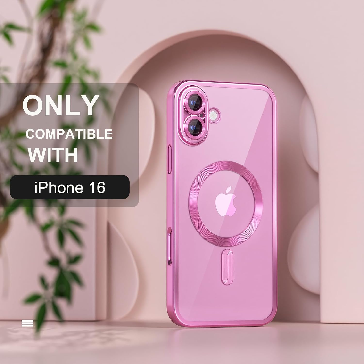 Misea Magnetic for iPhone 16 Case Compatible with MagSafe Hot Pink
