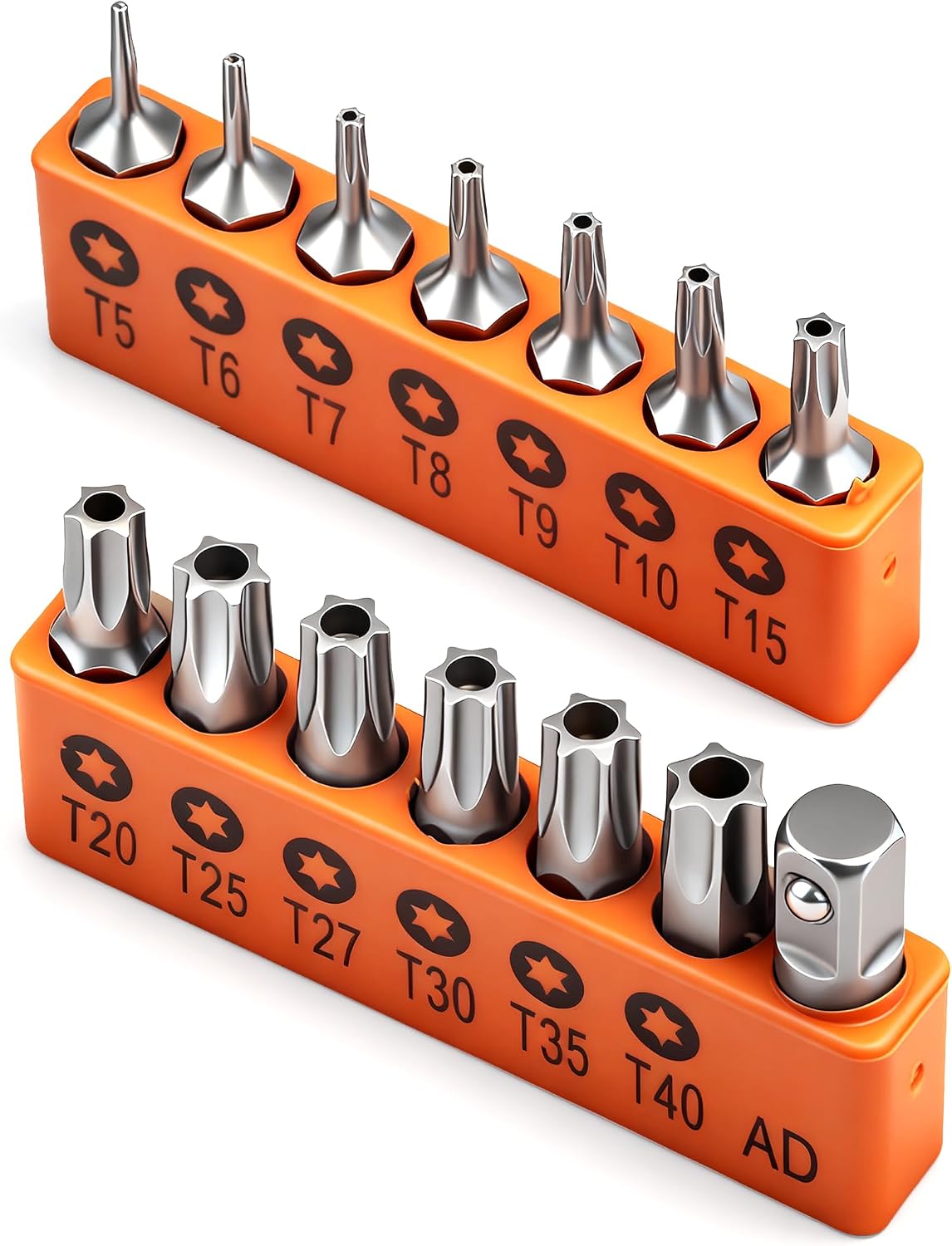 HORUSDY 14-Piece Tamper Resistant Star Bits, S2 Alloy Steel, T5 - T40 Security Torx Bit Set