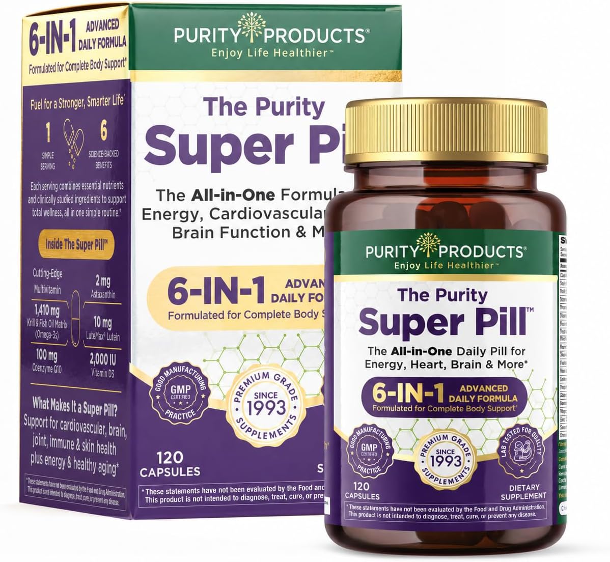 Purity Products Super Pill - Elite Multivitamin + Krill Oil + Fish Oil