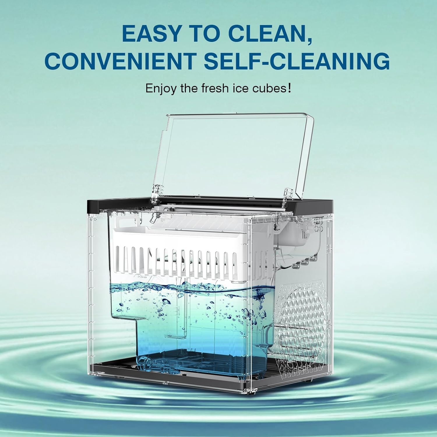 Countertop Ice Makers Machine, Portable Ice Machine Producing 9 Ice Cubes Within 6 Mins, Bullet Ice Available in Two Sizes(S/L), Compact Mini Ice Maker Appliance for Home Kitchen Camping (Soot)