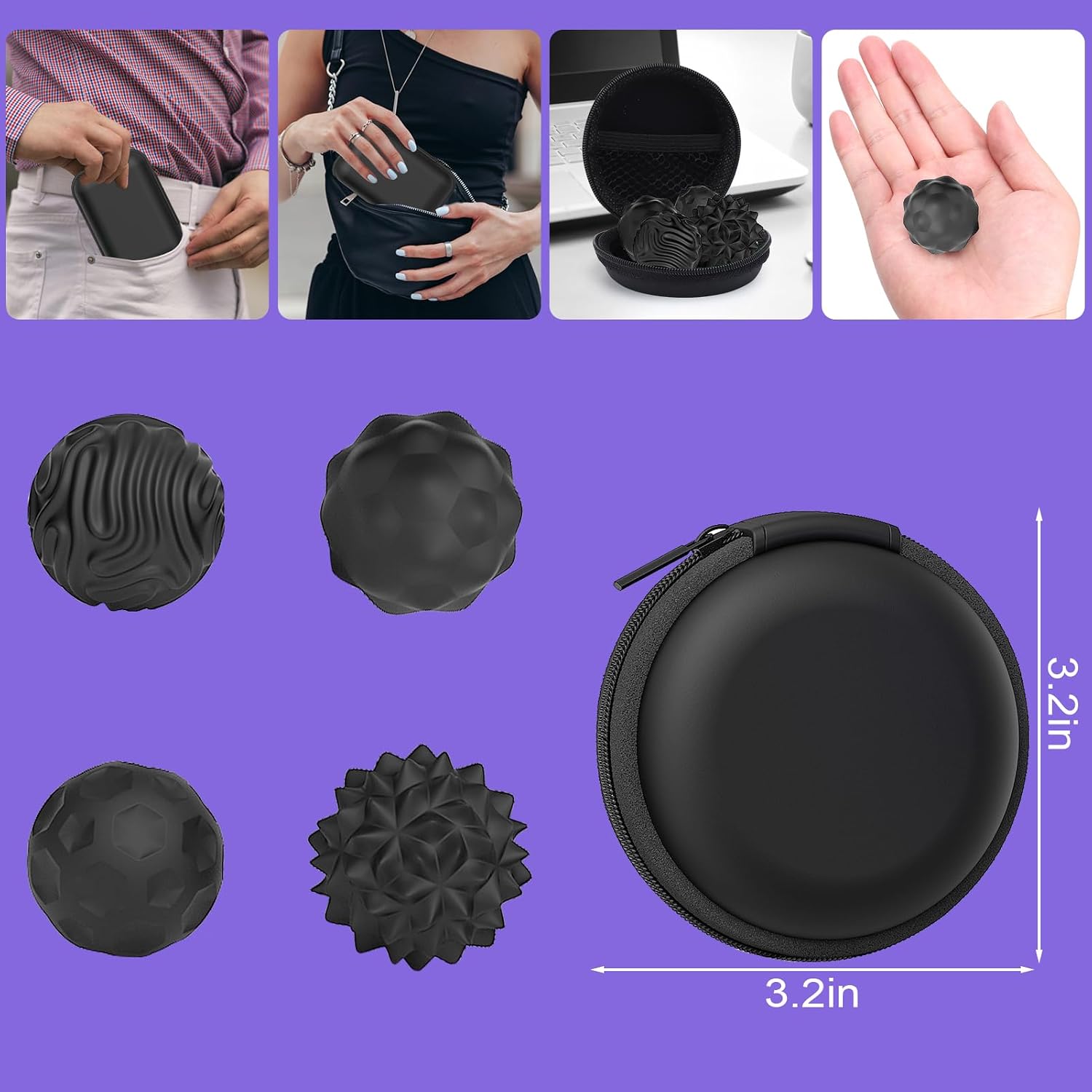 BUSOHA Silicone Magnetic Fidget Balls - 4 Pack Fidget Toys for Adult