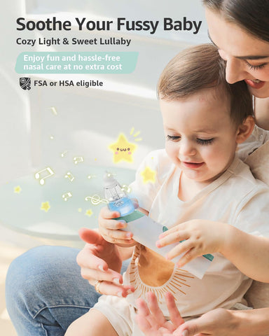 GROWNSY Electric Nasal Aspirator for Baby, Nose Sucker with 3 Tips, Green
