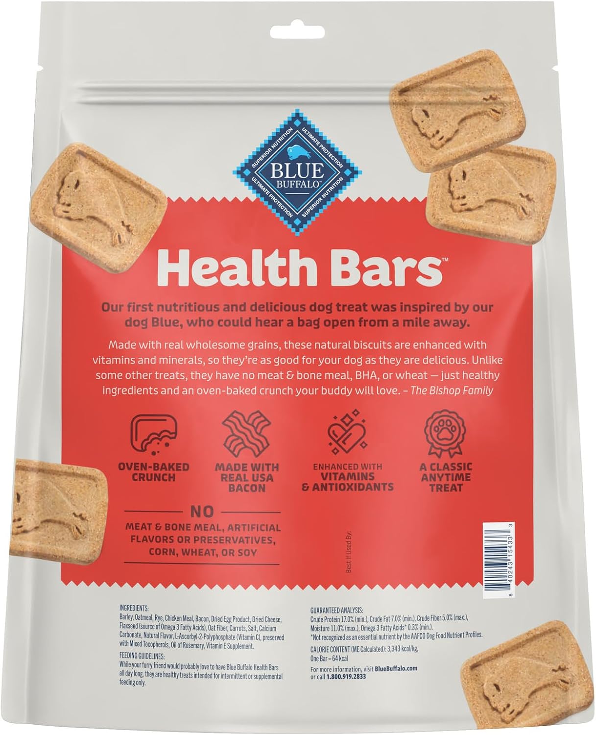 Blue Buffalo Health Bars Bacon Egg & Cheese Mini Dog Biscuits, 32 oz