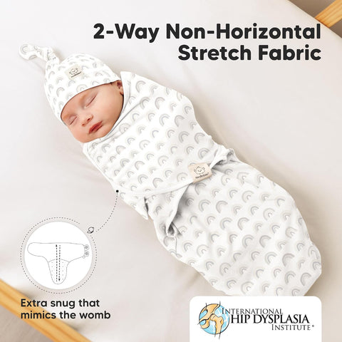 3pk Organic Swaddles for Newborns Girls, Boys & Hats (Shifts, 0-3M)