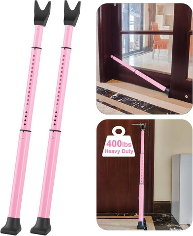 Rerishom 2 Pack Door Security Bar, Heavy Duty Door Stopper Jammer, Pink