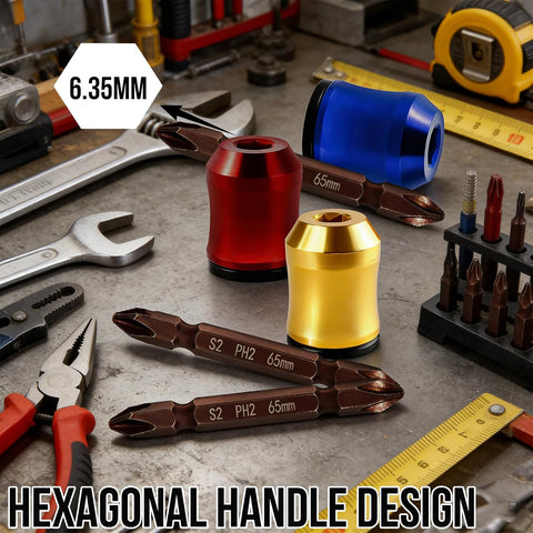 3Pcs Screwdriver Head Magnetic Ring with 3Pcs Ph2 Screwdriver Bit Set, Removable Household Tool for Drills| Universal Bit Holder for Hex Screwdrivers & Power Bits | Alloy Screw Holder for DIY Repair