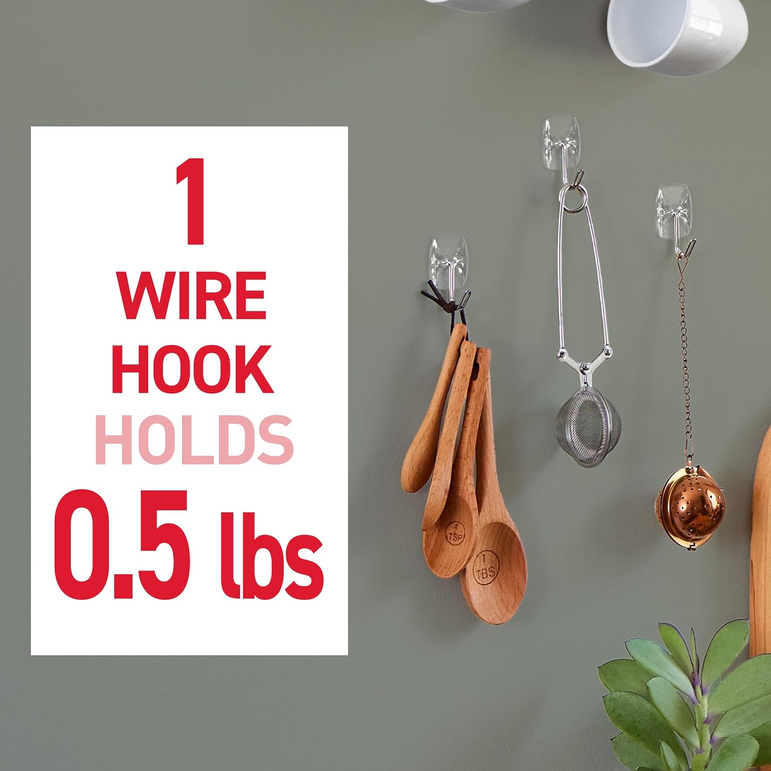 Command Small Clear Wire Hooks, 10 Hooks, 12 Strips
