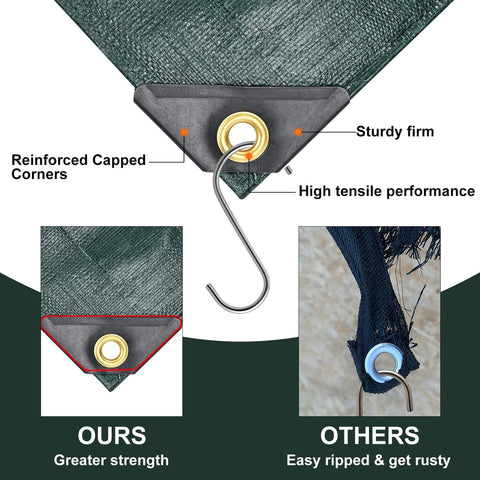 Tarp 8x10 FT 20 Mil Heavy Duty Waterproof Tarps Green