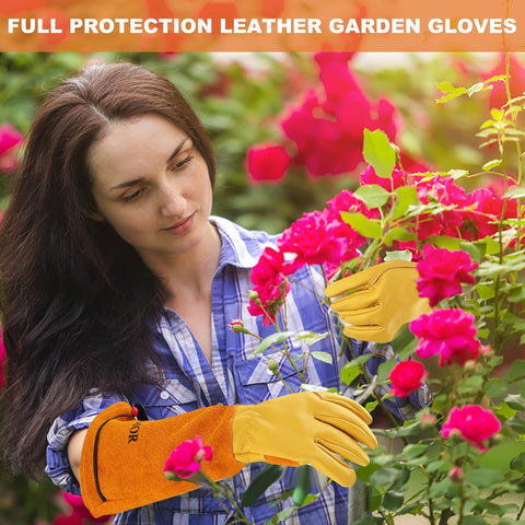 Gardening Gloves for Women Men, Long Thorn Proof Rose Pruning Glove