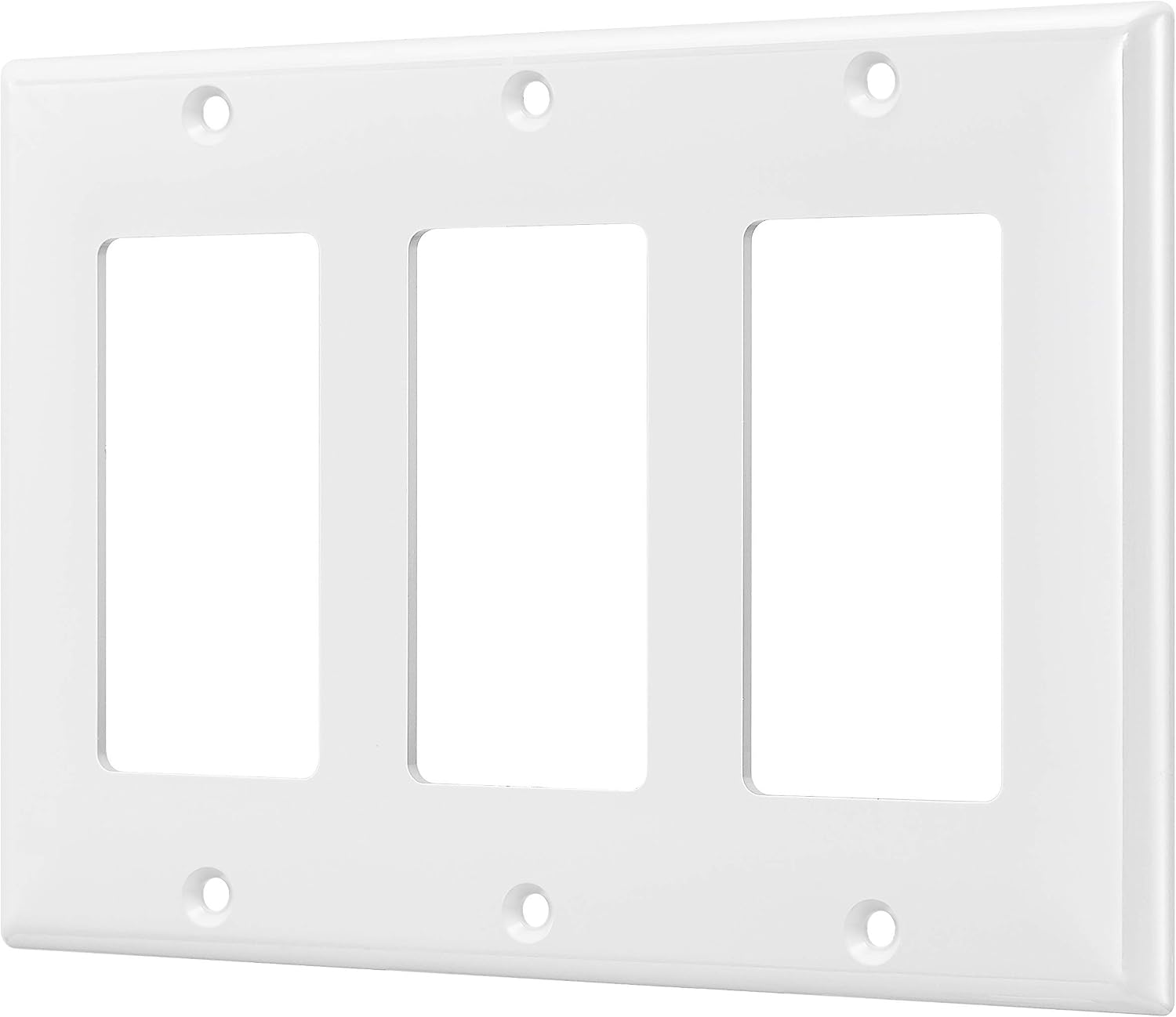 ENERLITES 3-Gang White Decorator Light Switch Outlet Wall Plate Cover
