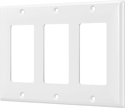 ENERLITES 3-Gang White Decorator Light Switch Outlet Wall Plate Cover