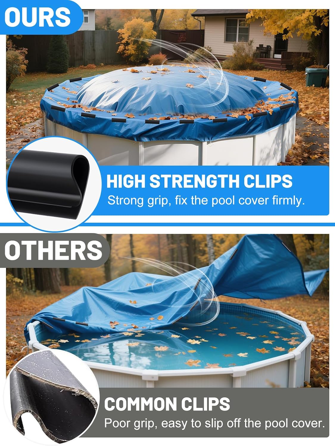 60 Pcs 4.7" Winter Pool Cover Clips Closing Kit for Above Ground