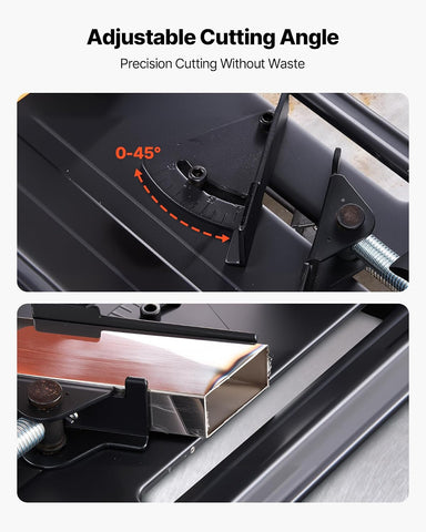 VEVOR Chop Saw, 7-1/4 in Stainless Steel Cold Cut Blade, 1200 W Motor, 4000 r/min Speed, 0-45° Adjustable Cutting Angle, Metal Cutting Chop Saw for Metal Square and Flat Tubes, I-Shaped Steels