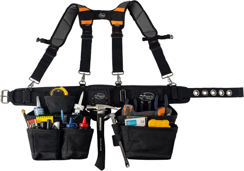 Dead On Tools - 1680 Denier Poly Carpenter’s Tool Belt with Suspenders (HDP400945) , Black