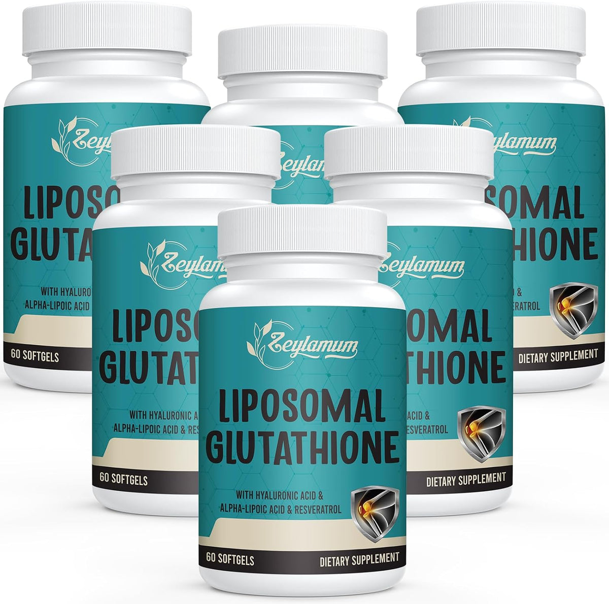 2400 MG Liposomal Glutathione Softgels, Max Absorption, Active Form L-Glutathione Reduced (GSH), with Hyaluronic Acid, Resveratrol, Master Antioxidants for Detox, Brain, Immune System, 360 Softgels