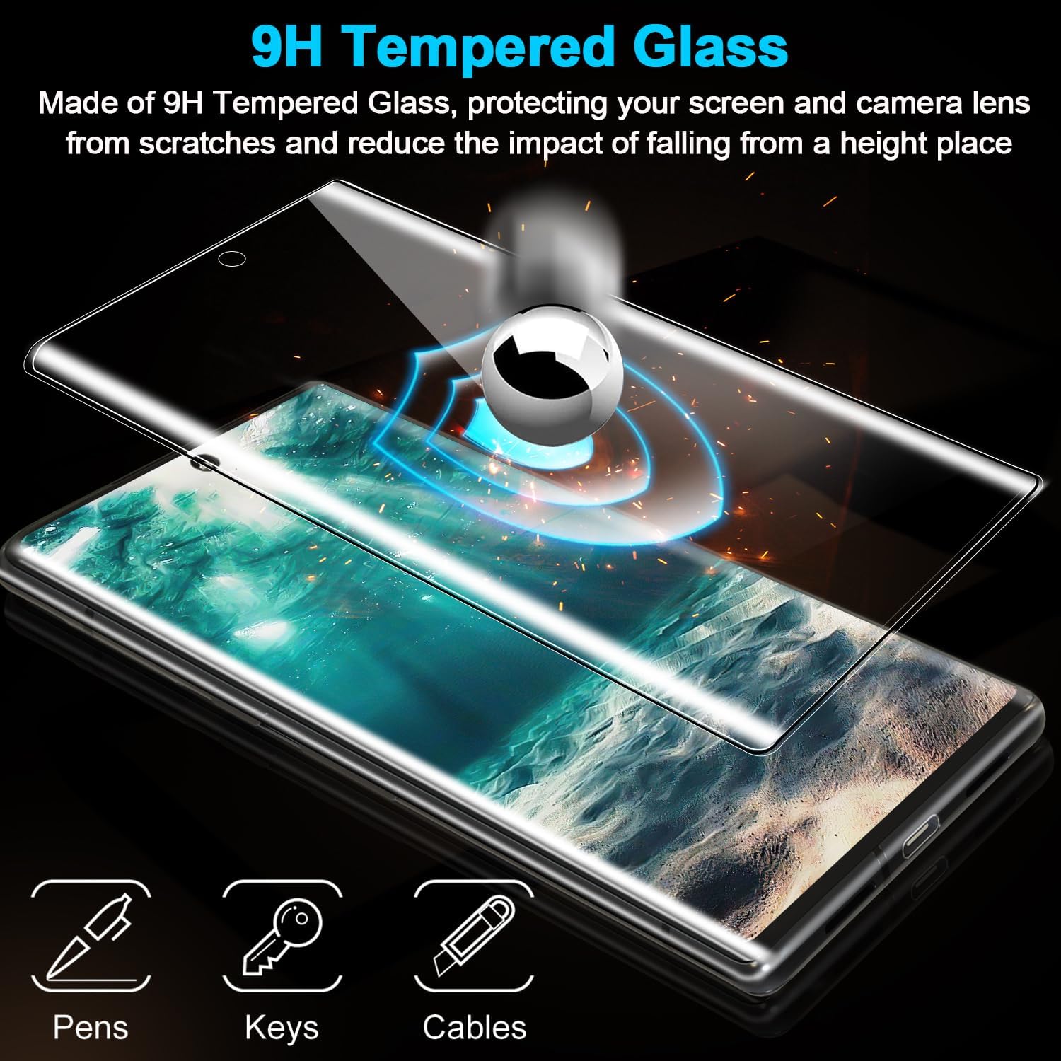 3 Pack Galaxy S21 Ultra Screen Protector, HD Clear Tempered Glass, Fingerprint Unlock, 3D Curved, Scratch Resistant, No Bubble for Samsung Galaxy S21 Ultra 5G Glass Screen Protector