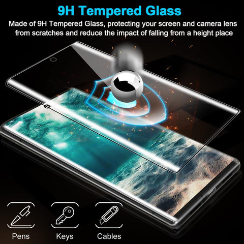 3 Pack Galaxy S21 Ultra Screen Protector, HD Clear Tempered Glass, Fingerprint Unlock, 3D Curved, Scratch Resistant, No Bubble for Samsung Galaxy S21 Ultra 5G Glass Screen Protector