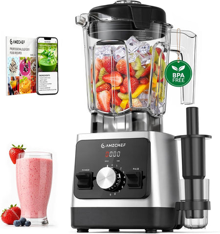 AMZCHEF 1800W Smoothies Blender, Ice-Crushing Countertop Blenders