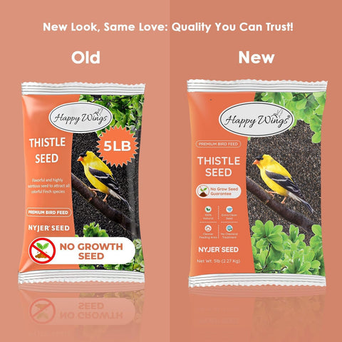 Happy Wings 5LB Thistle Seed Bird Food, 100% Natural, Extra Clean, No Grow