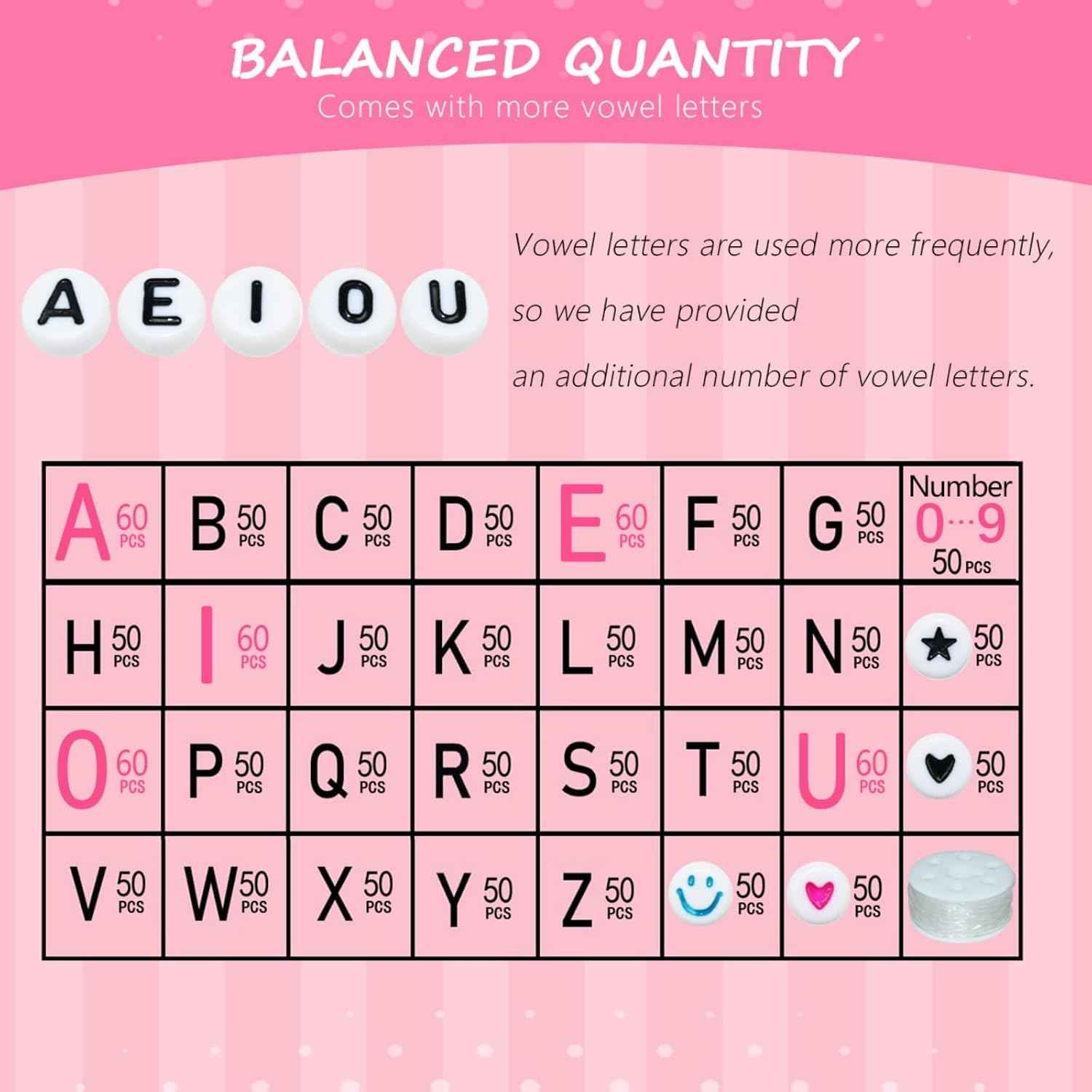 Amaney 1600pcs Acrylic Alpabet Letter Beads,31 Styles,Heart,Number,Star and Smiley Beads,4x7mm for Jewelry Making Bracelets Necklaces Key Chains