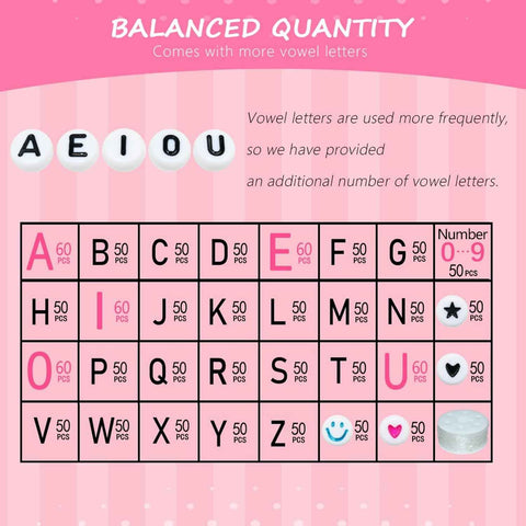 Amaney 1600pcs Acrylic Alpabet Letter Beads,31 Styles,Heart,Number,Star and Smiley Beads,4x7mm for Jewelry Making Bracelets Necklaces Key Chains