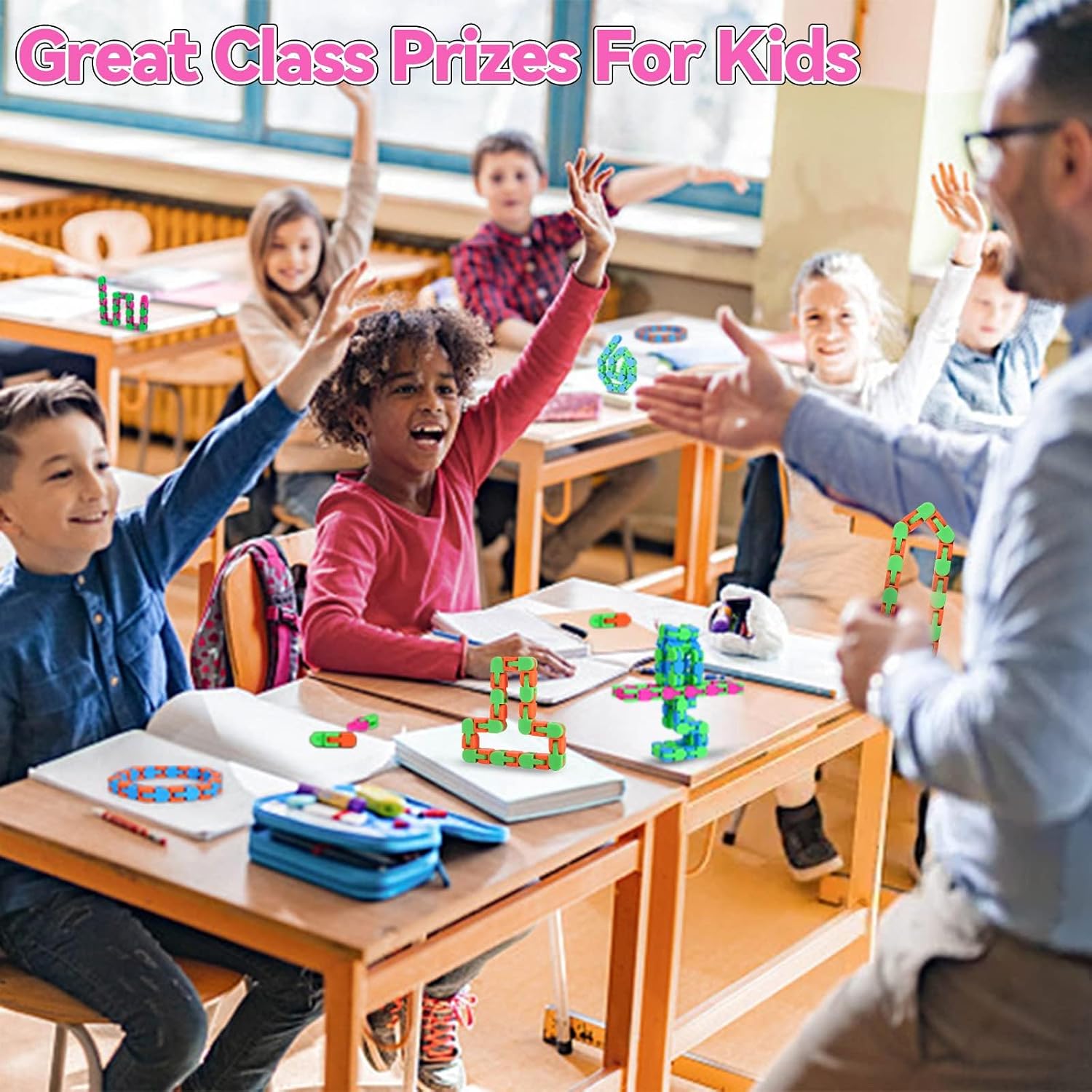 8Pcs Fidgets Wacky Tracks Fidget Toys for Kids Classroom Students Gifts