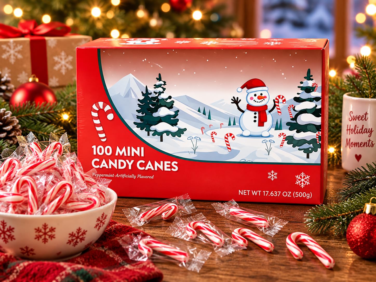 Mini Candy Canes Red & White Peppermint Flavory (100)
