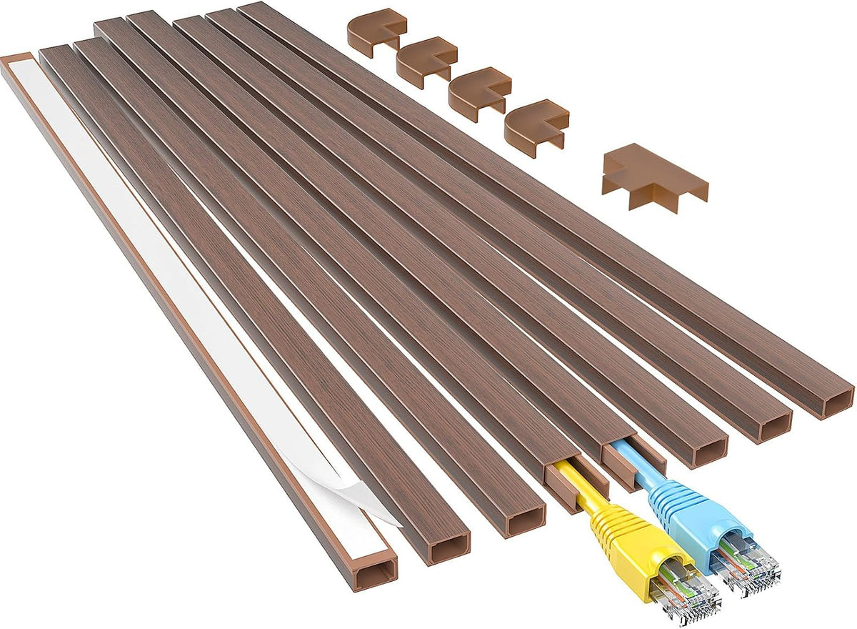Yecaye Cord Hider, 113in One-Cord Cable Raceways, W0.59in H0.4in, Cherry