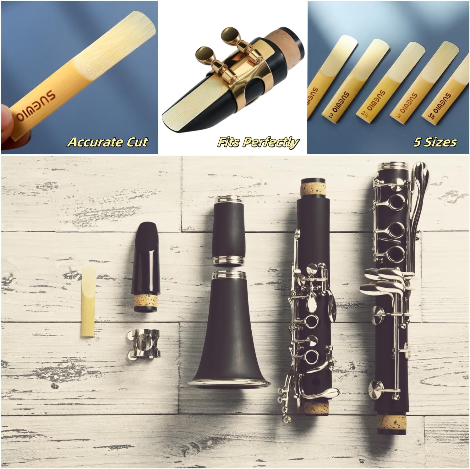 SUEWIO Bb Clarinet Traditional Reeds, Strength 2.0, Box of 10