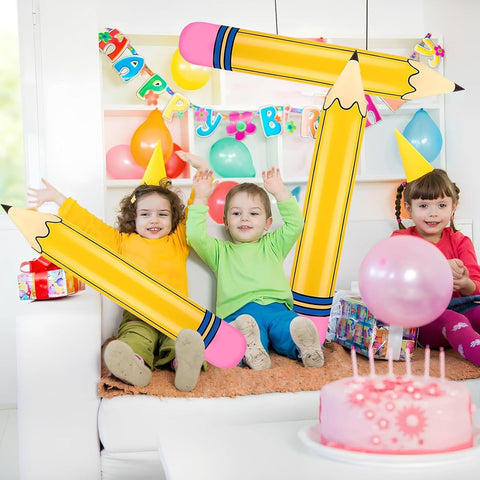 Totelux Large Pencil Balloons 27’’ Inflatable Pencil Back to School Decorations Giant Yellow Crayon Balloons for Classroom Garden Hanging Photo Prop Birthday Party Favor 2PCS