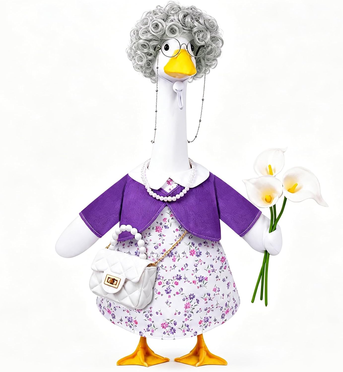 Old Lady Goose Outfits Grandma Porch Goose Costume for Outdoor Lawn Decor