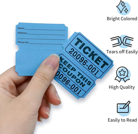 L LIKED Blue Raffle Tickets 2" x 2", Double Roll, 1000 Pairs/Roll