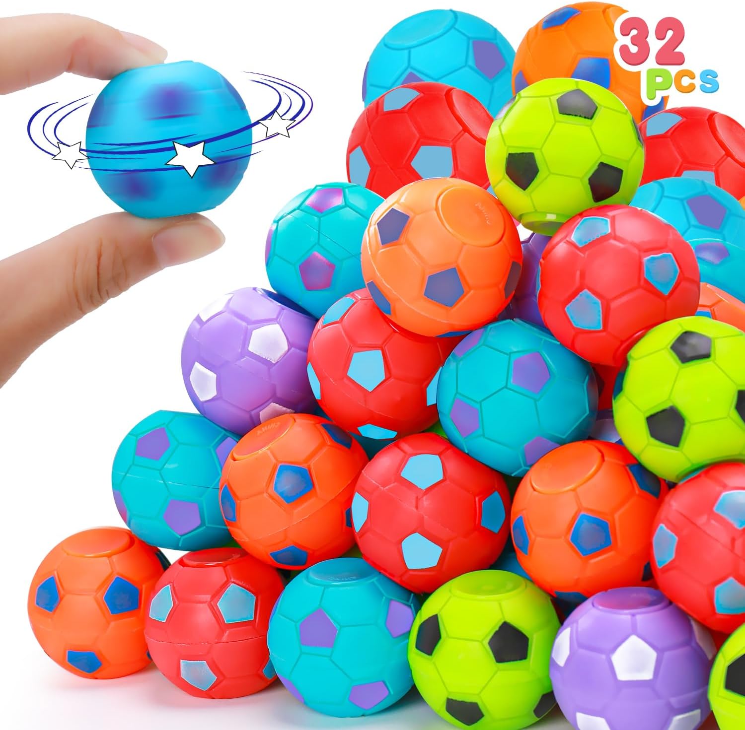 Thremhoo 32PCS Fidget Spinner Soccer Balls Party Favors for Kids 4-8 8-12