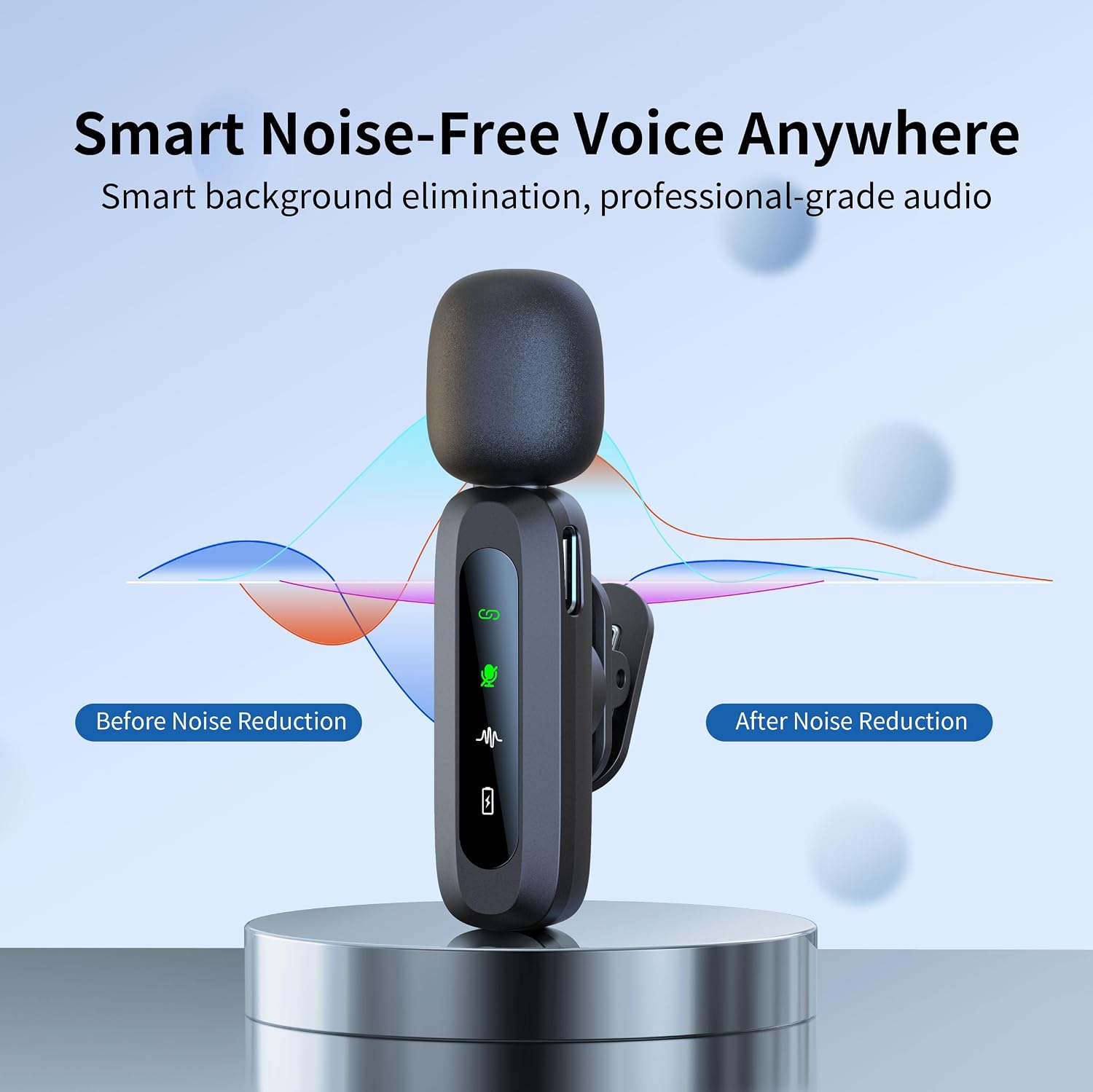 Wireless Mini Microphone for iPhone 15/16/17, iPad, Android, Wireless Lavalier Microphone with Noise Reduction, Portable USB C Lapel Mic for Video Recording, Vlog, Tiktok, YouTube